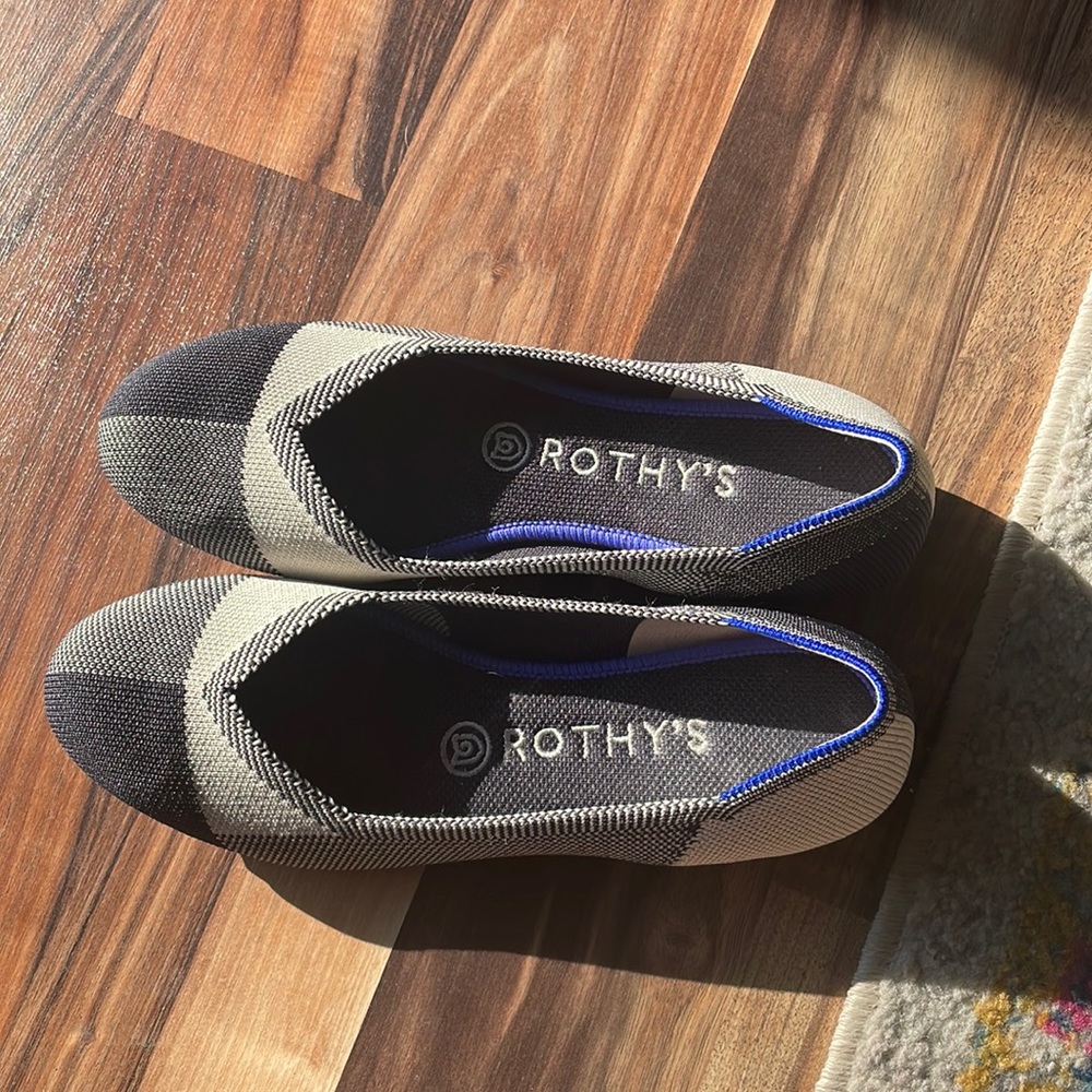 Rothy's Black and Cream Flats